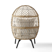 Kids Wicker Egg Chair with Cream Cushions