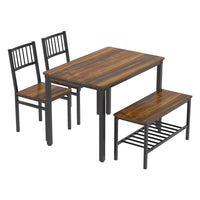 Gezen Dining Table Set with 2 Chairs and a Bench