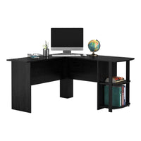 Espresso L Desk with Bookshelves