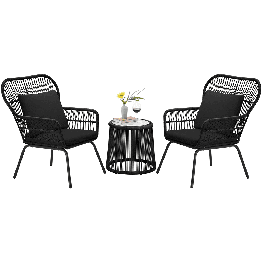 Outdoor 3-piece Rattan Wicker Patio Set with Cushions