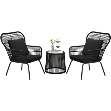 Outdoor 3-piece Rattan Wicker Patio Set with Cushions