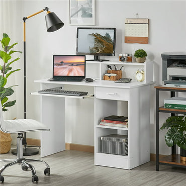 Home Office Computer Desk with Drawers and Keyboard Tray