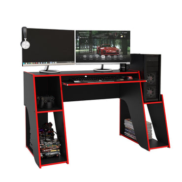 Red Finish Gaming Desk with Keyboard Tray