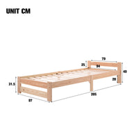 140x200cm Natural Solid Wood Bed