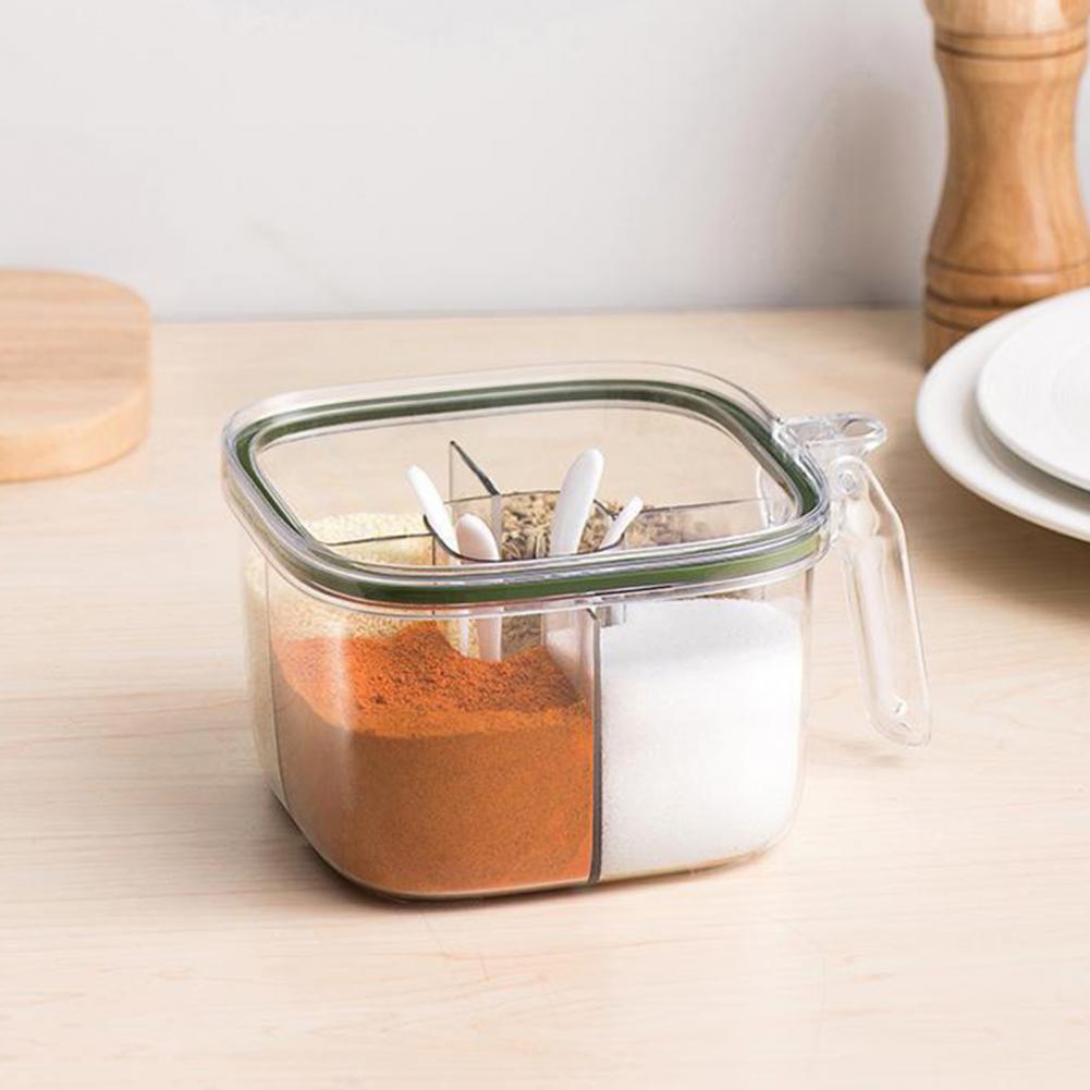 Transparent 4 Compartment Seasoning Container