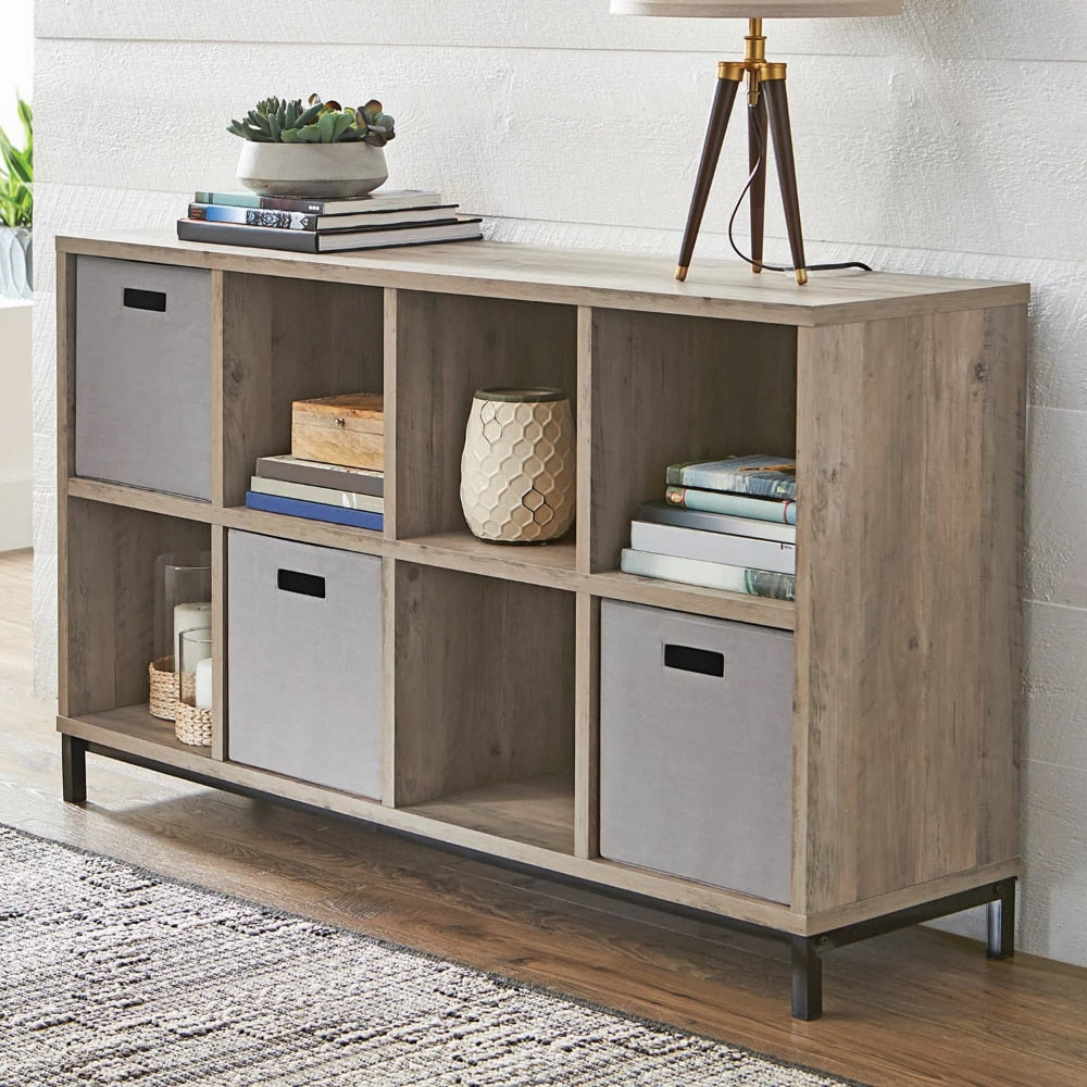 8-Cube Rustic Gray Living Room Cabinet