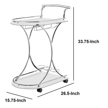 Serving Cart with 2 Frosted Glass Shelves