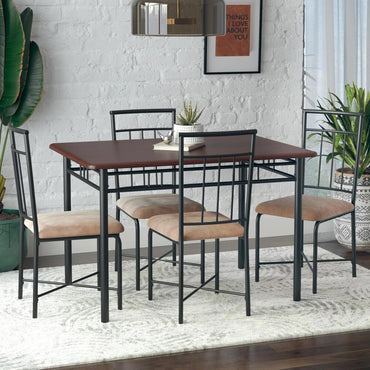 Traditional 5-Piece Wood Metal Dining Set