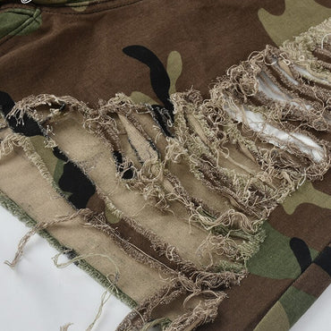 Camouflage Ripped Combat Shorts