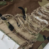 Camouflage Ripped Combat Shorts