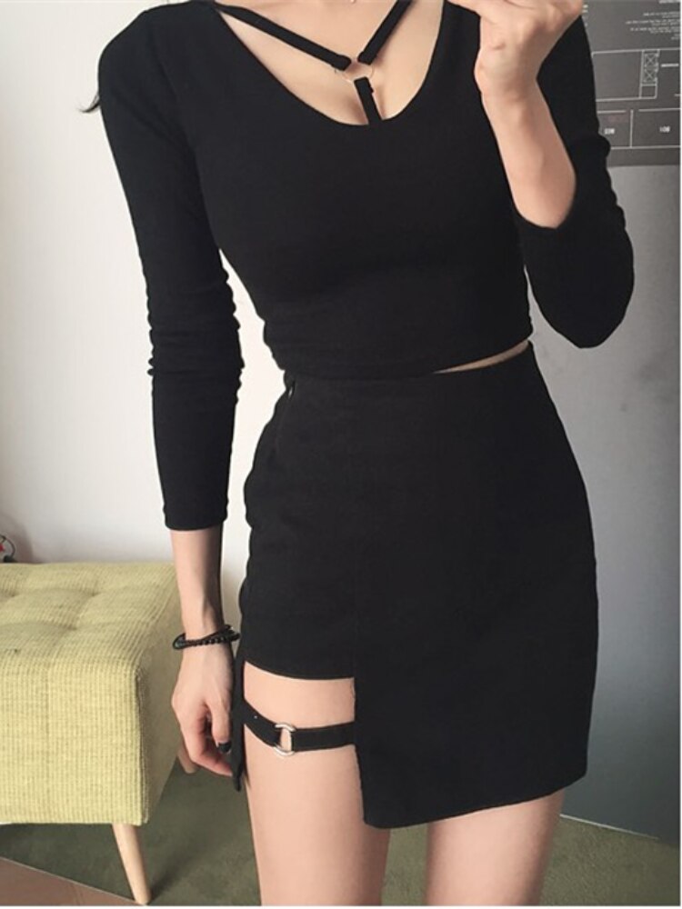 Retro Style Hem Pencil Mini Skirt