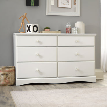 White Finish 6- Drawer Dressing Table