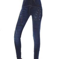 Faux Denim Elasticated Trousers