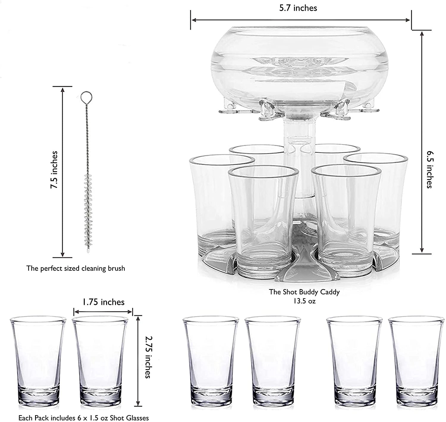 6 Shot Glasses Quick Filling Dispenser