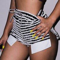 Striped Drawstring High Waist Shorts