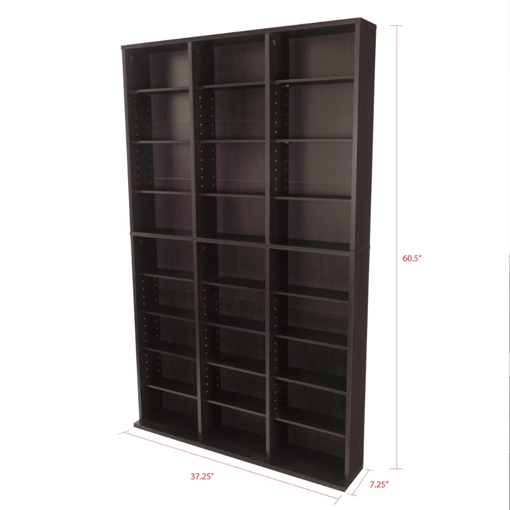 Adjustable 12-Shelf Media Storage Unit