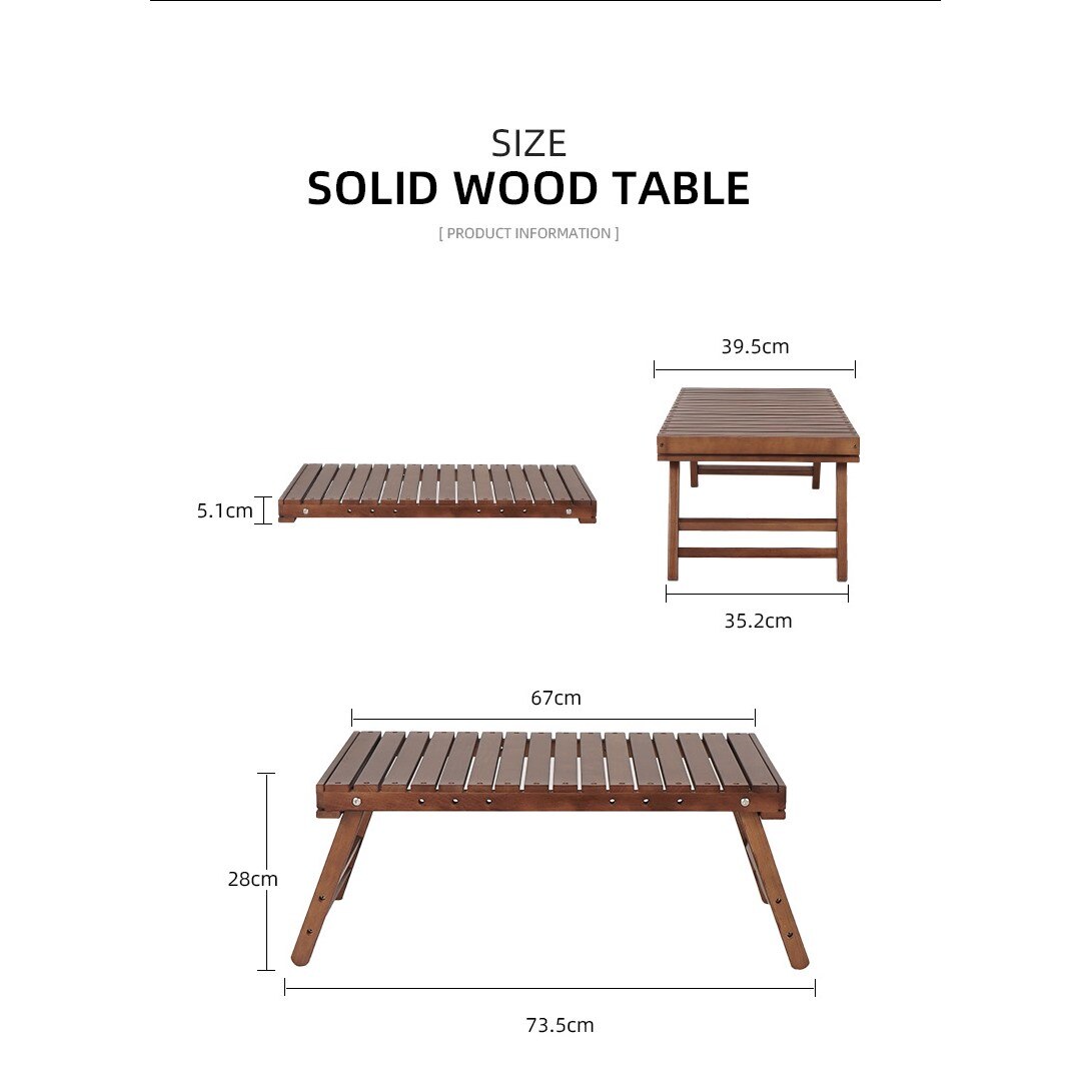 Outdoor Solid Wood Portable Folding Table