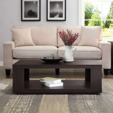 Steele Coffee Table with Lower Shelf, Espresso living room table  furniture