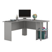 Espresso L Desk with Bookshelves