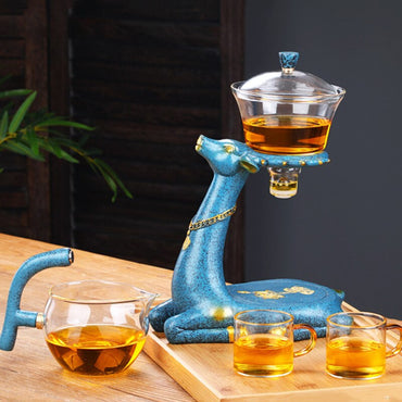 Magnetic Rotation Glass Tea Pot