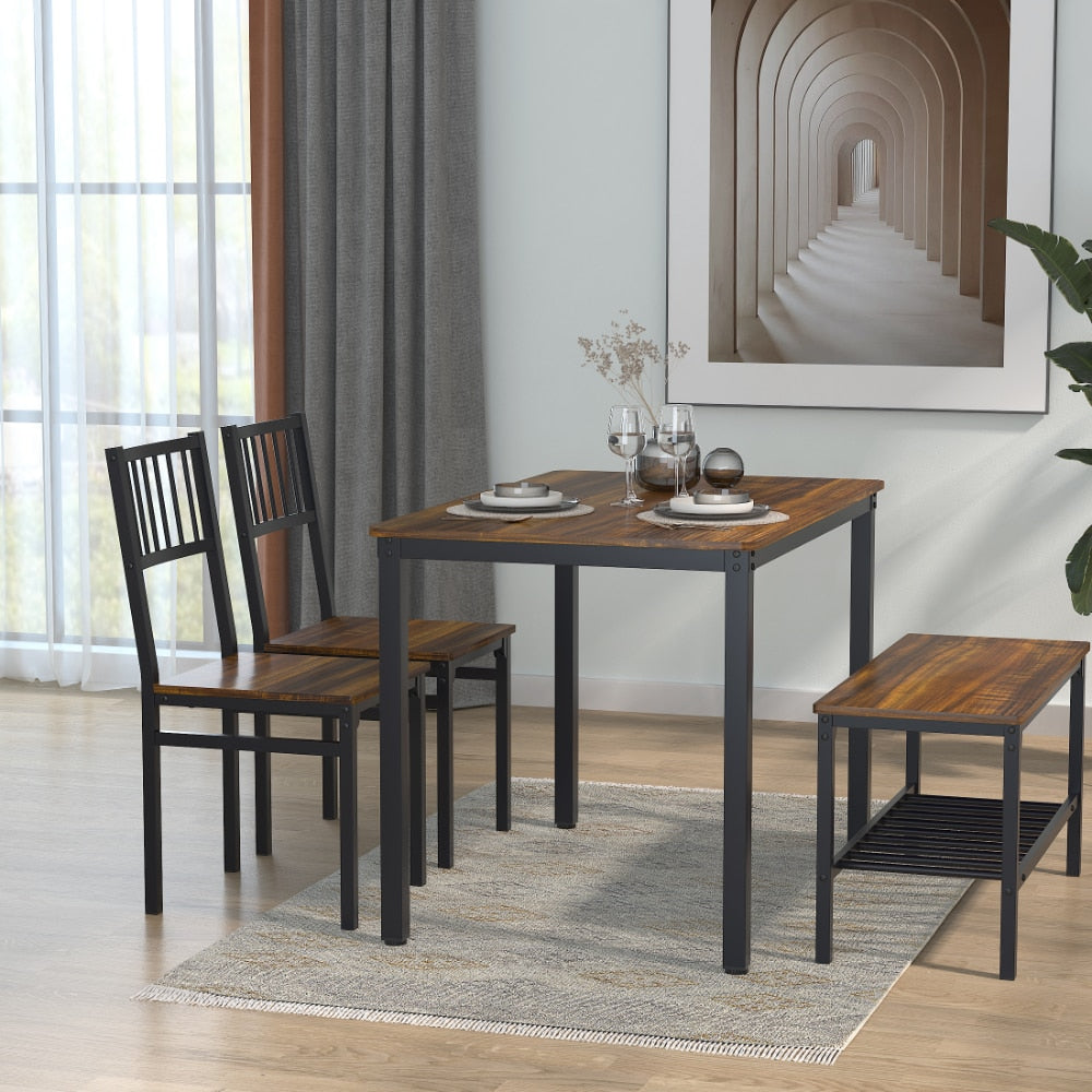 Gezen Dining Table Set with 2 Chairs and a Bench