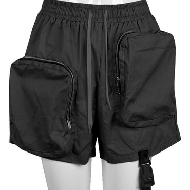 Casual Elastic Waist Zipper Shorts