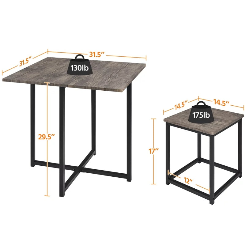 5Pcs Dining Set with Industrial Square Table