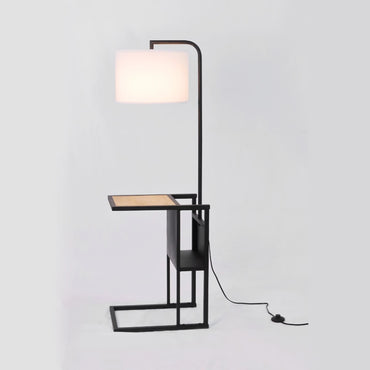 Modern Matte Black Floor Lamp with Magazine Rack