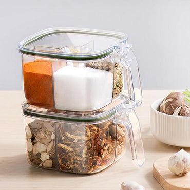 Transparent 4 Compartment Seasoning Container