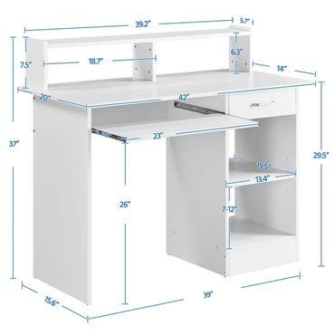 Home Office Computer Desk with Drawers and Keyboard Tray