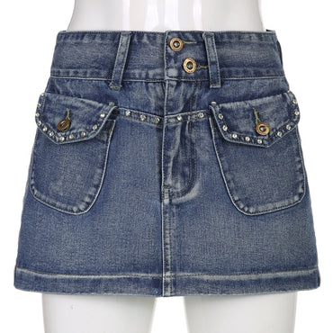 Vintage Diamonds Denim Mini Skirt