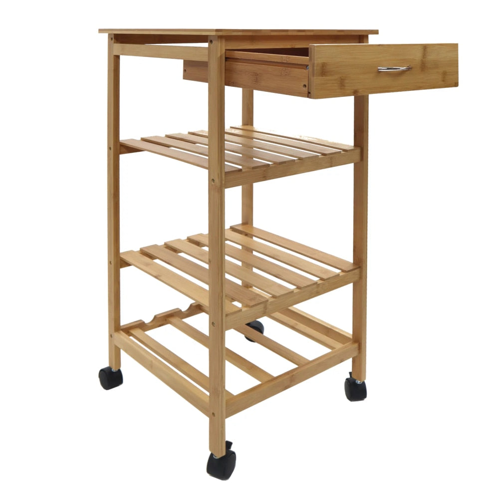 Multi Shelf Kitchen Trolley with Wine Rack