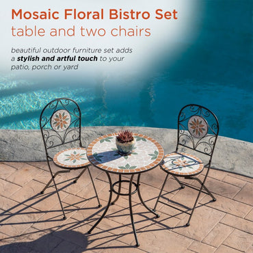 Mosaic 3-Piece Outdoor Patio Bistro Set, Tan