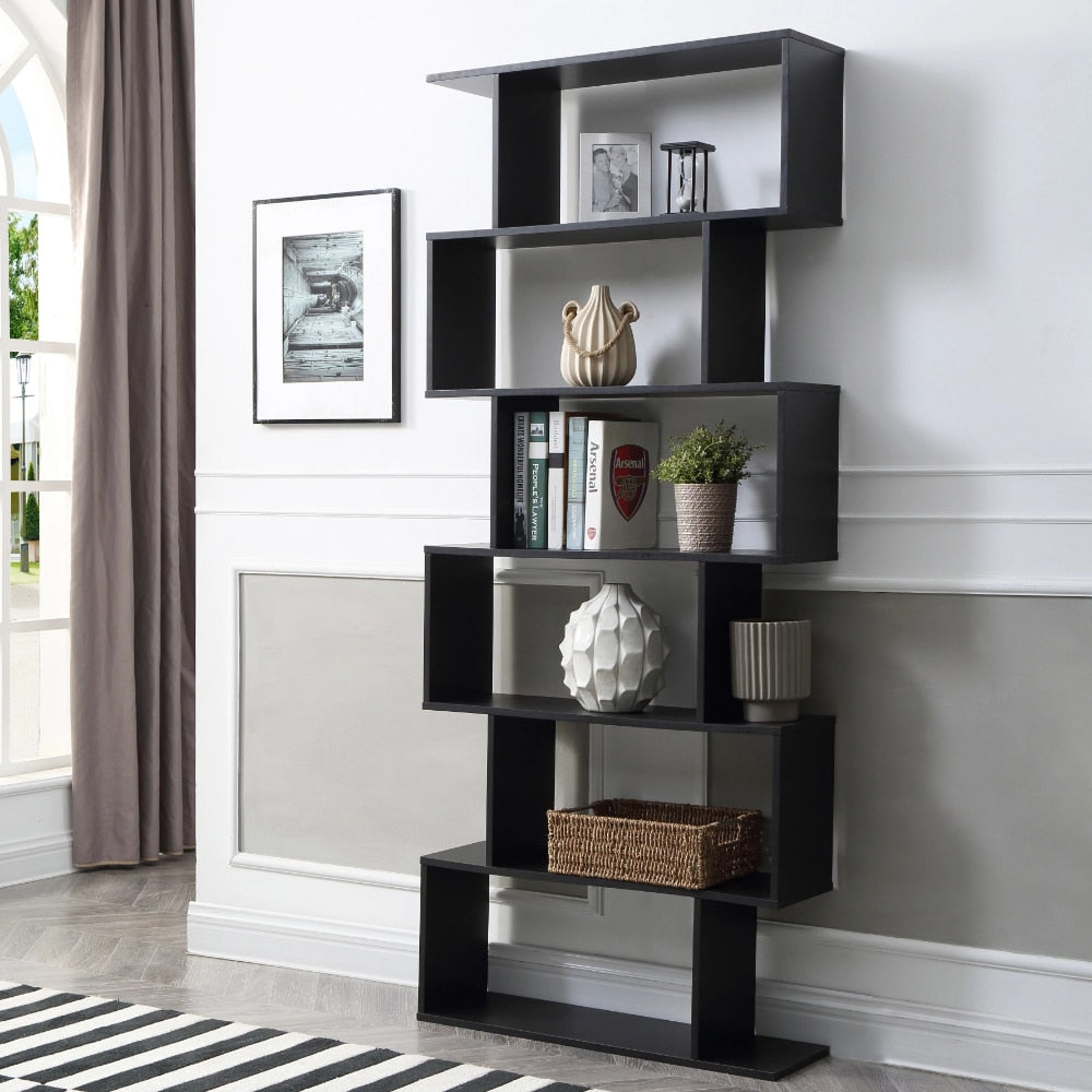 Modern Staggered 6-Shelf Living Room Furniture