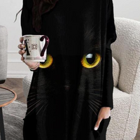 Loose Fit 3D Cat Pattern Long Sweatshirt