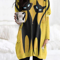 Loose Fit 3D Cat Pattern Long Sweatshirt