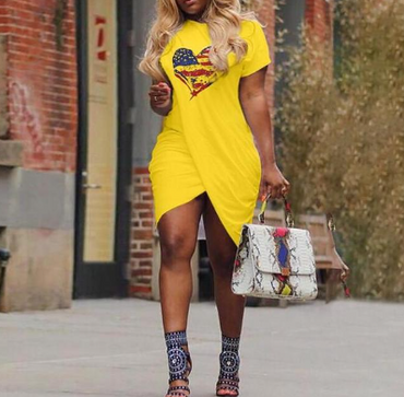 Eyes Print Short Sleeve Mini Dress