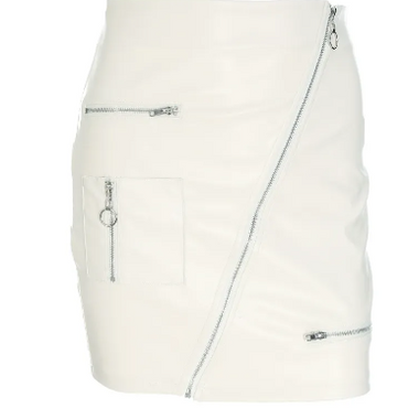 Stylish Diagonal Zipper Mini Skirt