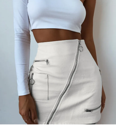 Stylish Diagonal Zipper Mini Skirt