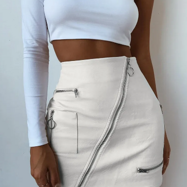 Stylish Diagonal Zipper Mini Skirt