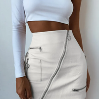 Stylish Diagonal Zipper Mini Skirt