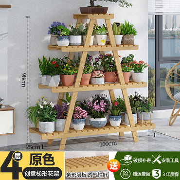 Bamboo Indoor Balcony Flower Rack