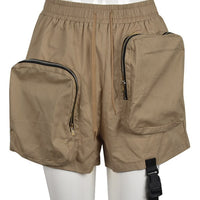 Casual Elastic Waist Zipper Shorts