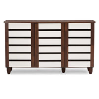 Solid OAK 3 Door Shoe Cabinet