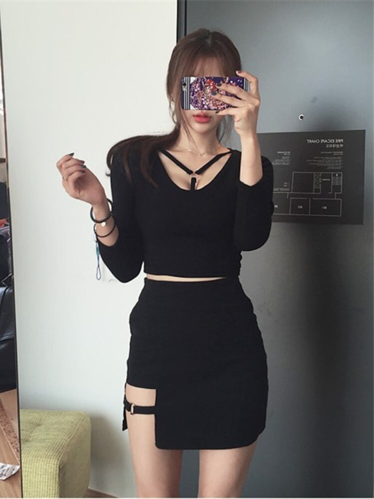 Retro Style Hem Pencil Mini Skirt