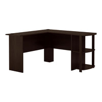 Espresso L Desk with Bookshelves