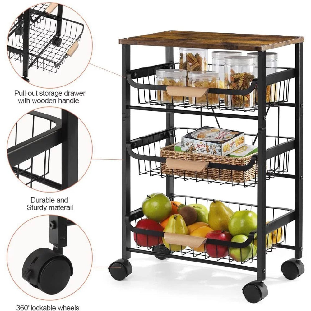 Rolling Utility Serving Cart