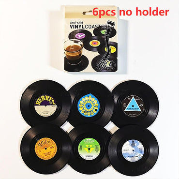 Set of 6 Vinyl Coasters for Drinks