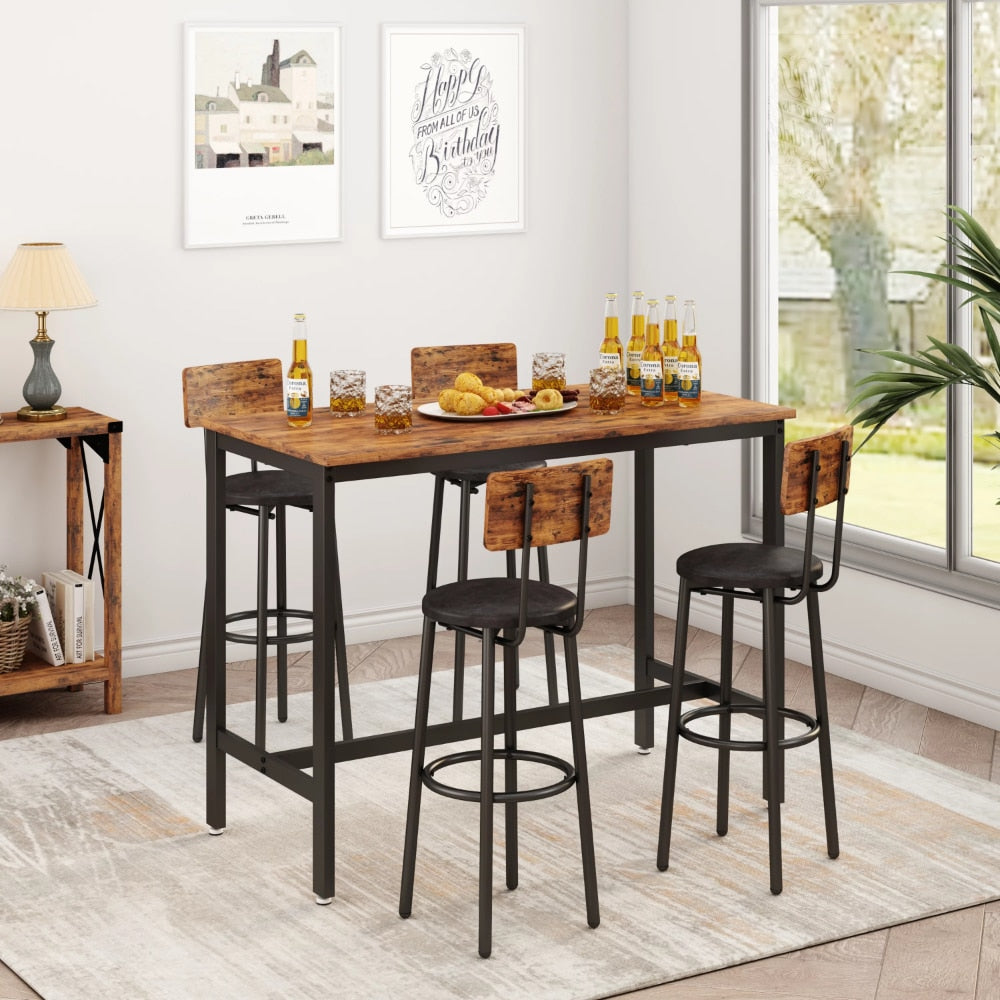 5 Piece Modern Dining Set With Upholstered Chairs