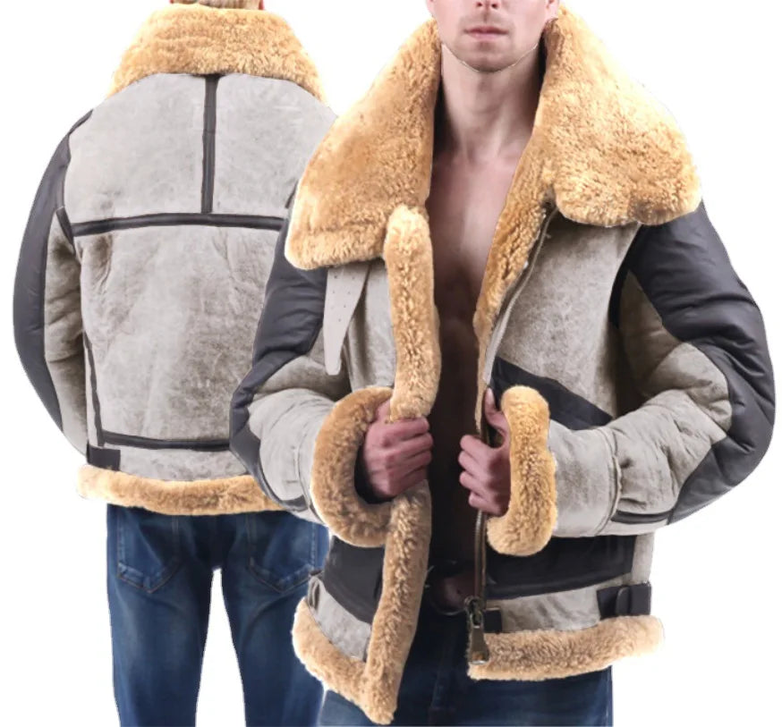 Men's Jacket Faux Fur Integrated Thickened Coat